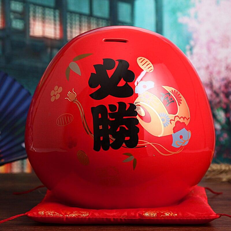 Daruma Géant Tirelire Rouge Bordeaux - Image 5