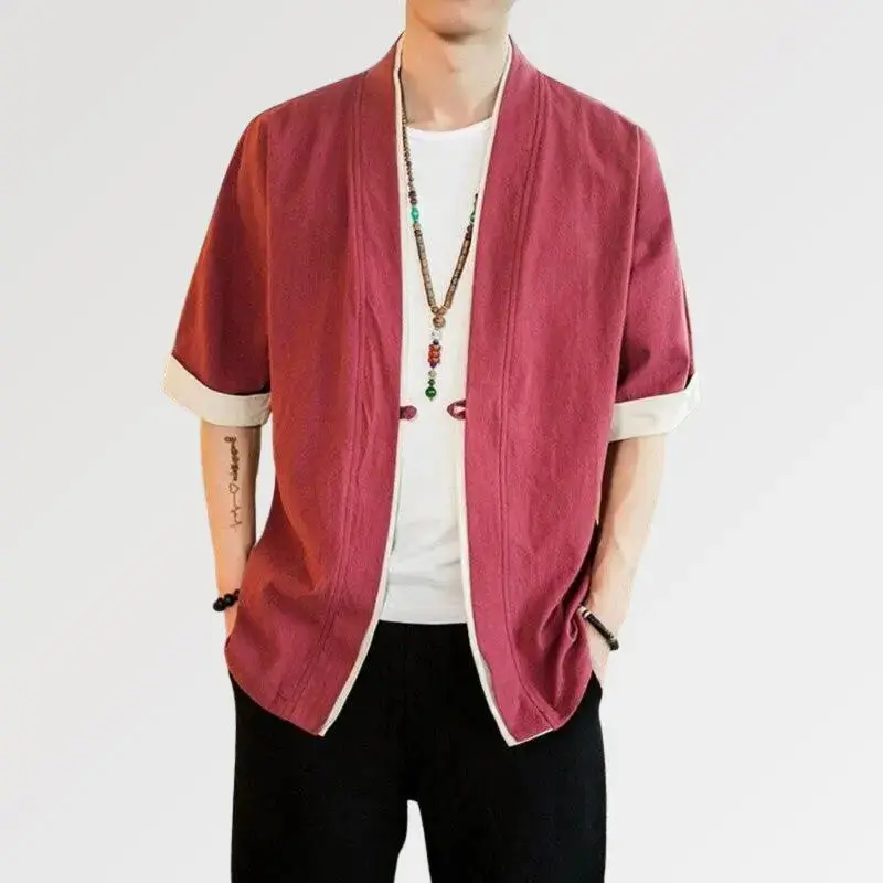 Veste Style Kimono Homme 'Rouge Hideki' - Image 3