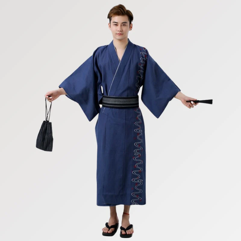 Yukata pour Homme 'Bleu Traditionnel' - Image 3